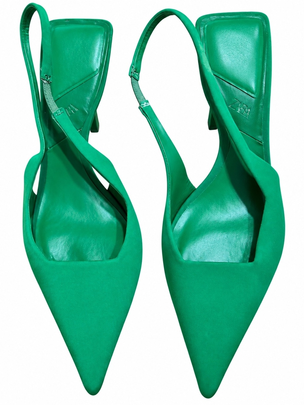 Zara Emerald Pointed Slingback Heels